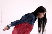 Shelly bound and gagged in shiny nylon rainwear