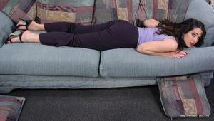 Karina Hogtied on the Sofa