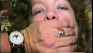 25 YR OLD CHARLENE BAREFOOT PLASTIC ZIP-TIED, HOME MADE LEATHER OTM GAGGED, LEATHER BELT TIED & F0RCED TO SMELL HER STINKY HIGH HEEL SHOE(D50-7)