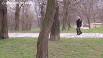 146001 Millie Takes A Very Public Pee On The Park Steps 