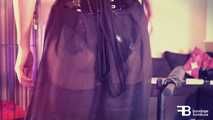 BONDAGE TABEL with CHAIR - Sophie in a hot latex outfit | Bondage Furniture