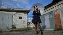 Attractive Lera taking a smoke break outside