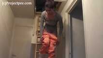 078116 Rachel Pees From The Loft Ladder    