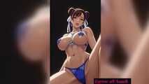 Gol Busty Asian Cartoon Chun Li for Hard Gooning