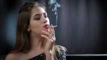 Dreamy lady Irina showing her smoking skills in a closeup video
