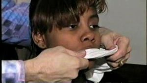 DEMETRIA'S PANTIES IN MOUTH, CLEAVE GAGGED, RING-GAGGED & TAPE BOUND (D29-4)