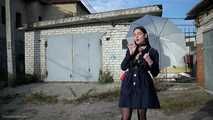 Attractive Lera taking a smoke break outside