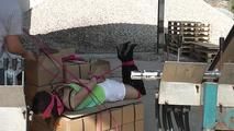 Susi hogtied on box 1/2