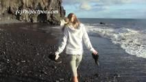 080009 Nikki Has A Couple Of Attempts At Peeing On The Madeira Shoreline