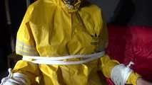 Sexy Pia being tied and gagged on a chair wearing sexy shiny nylon rainwear (Video)