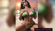 Hot indian women bikini beach animation
