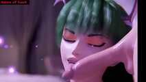 3D teen morrigan double blowjob and cumshot