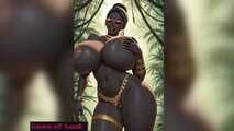 GoL Mega busty african girl topless dance animation