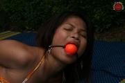 Asian Girl Handcuffed Incomfortably