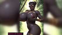 GoL Mega busty african girl topless dance animation
