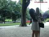 016080 Eve Takes A Pee From A Bench Beneath The Eiffel Tower