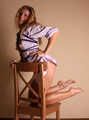 Albina Rose: topless barefoot girl with rope karada on her body poses to the camera, then do the same with hands and feet tied up