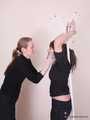 Alexa and Satisfaction Girl - Two girls and one coat rack: self-bondage session with a twist