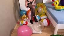heelpopping pool toys and balloons in sexy lingerie