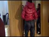Get 2 Videos with Lucy enjoying her shiny nylon Downwear from our 2012 Archive