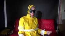 Sexy Pia being tied and gagged on a chair wearing sexy shiny nylon rainwear (Video)