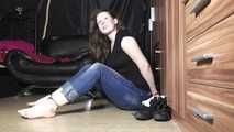 Michelle barefeet in cuffs