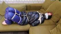 Myxxxy bound and gagged in shiny nylon Downwear