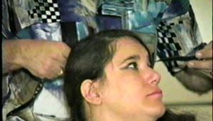 34 Yr OLD LATINA HOUSEKEEPER WITH BIG TITS IS BEING HELD HOSTAGE & IS BALL-GAGGED & TIED TO A CHAIR, CROTCH ROPED & WEARING BLACK LACE TEDDY (D54-2)