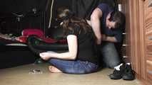 Michelle barefeet in cuffs