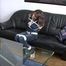 Marion hogtied in her living room