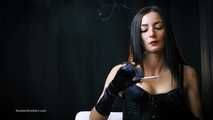 Sexy slim model Marina shows on camera how she enjoys her 120mm cigarette