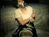 LATINA MARIA, BOUND, HANDGAGGED, TAPE-GAGGED, BALL-GAGGED HOSTAGE (D22-16)