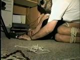 29 Yr OLD SEXY ROMANIAN WRAP TAPE GAGGED, BALL-TIED, CLEAVE GAGGED, TOE-TIED & BLINDFOLDED (D39-8)