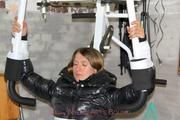 Katharina tied and gagged in a shiny nylon downcoat and shiny nylon pants