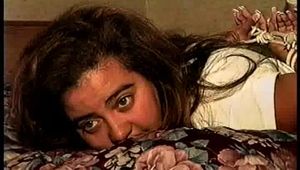 24 YR OLD LATINA HOUSEWIFE IS MOUTH STUFFED, CLEAVE GAGGED, HOG-TIED, BAREFOOT, TOE-TIED, DUCT TAPE GAGS, TIES & HANDCUFFS HERSELF (D67-9)