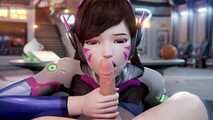 Hot 3D Dva POV blowjob and creampie