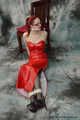 Bound in red PVC dress