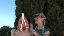 Bondage Walk Training in a public Park