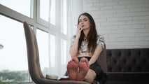 3 clips in 1 compilation of smoking cork 100mm cigarette in apartment
