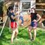 Jill tied and gagged by her friend in shiny nylon shorts