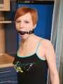 Alice Lee - Short-haired redhead left bound and barefoot in the kitchen