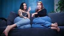Lera and Irina are smoking and kissing barefoot - Part 1