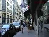 016080 Eve Takes A Pee From A Bench Beneath The Eiffel Tower