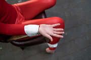 Ermintrude in Red Spy Chairtied in the Attic Barefoot