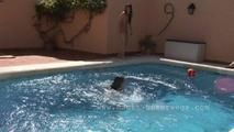 Nude Girls playing at the pool 