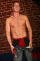 Solo action of a straight masculine mature man