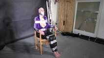 Alice bound, gagged and vibed in shiny nylon Rainwear