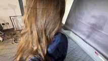 Marie bound and gagged in shiny nylon Rainwear