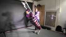 Aiyana bound gagged and vibed by Ms Ungeniert in shiny nylon Down
