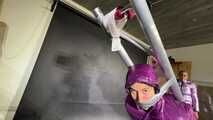 Aiyana bound gagged and vibed by Ms Ungeniert in shiny nylon Down